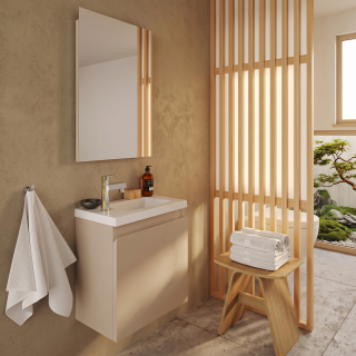 Meuble WC Lave-Mains Polo 40cm Cachemire Mat + Miroir