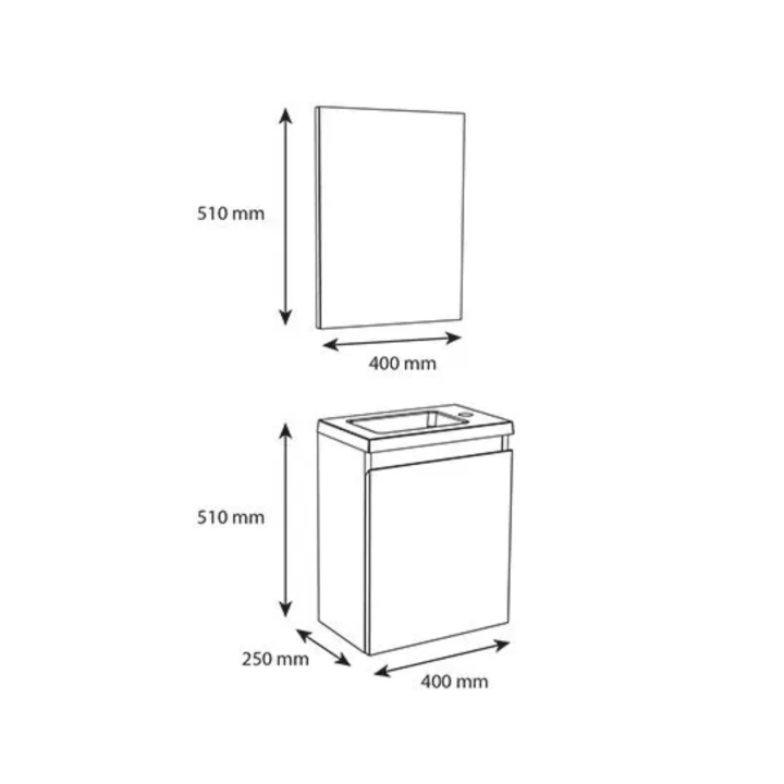 Meuble WC Lave-Mains Polo 40cm Vert de Gris Mat + Miroir