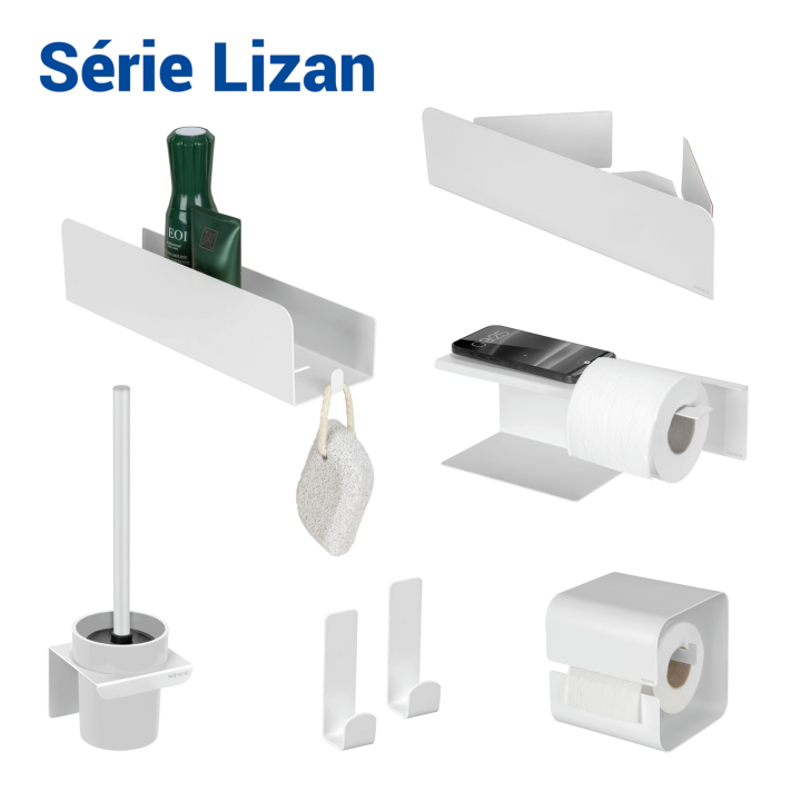 Brosse WC murale Lizan Blanc sans perçage - Wenko
