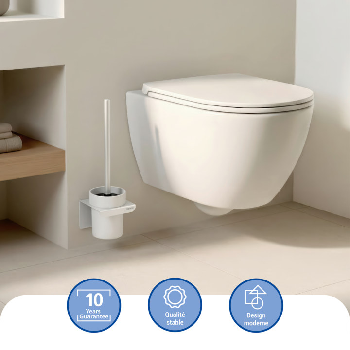 Brosse WC murale Lizan Blanc sans perçage - Wenko