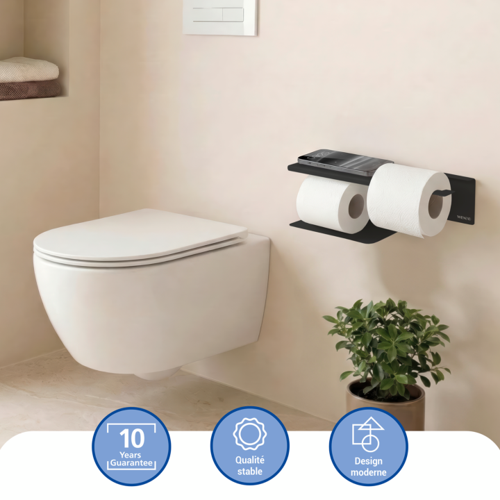 Porte-papier toilette double Lizan Noir - Wenko