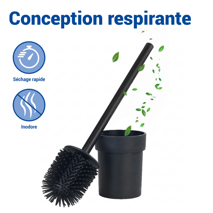 Brosse WC murale Lizan Noir sans perçage - Wenko