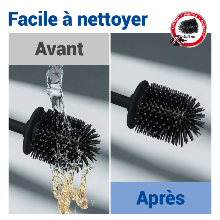 Brosse WC murale Lizan Noir sans perçage - Wenko