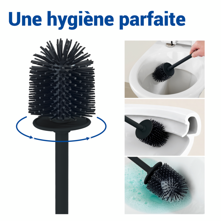Brosse WC murale Lizan Noir sans perçage - Wenko