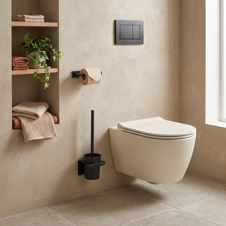 Brosse WC murale Lizan Noir sans perçage - Wenko