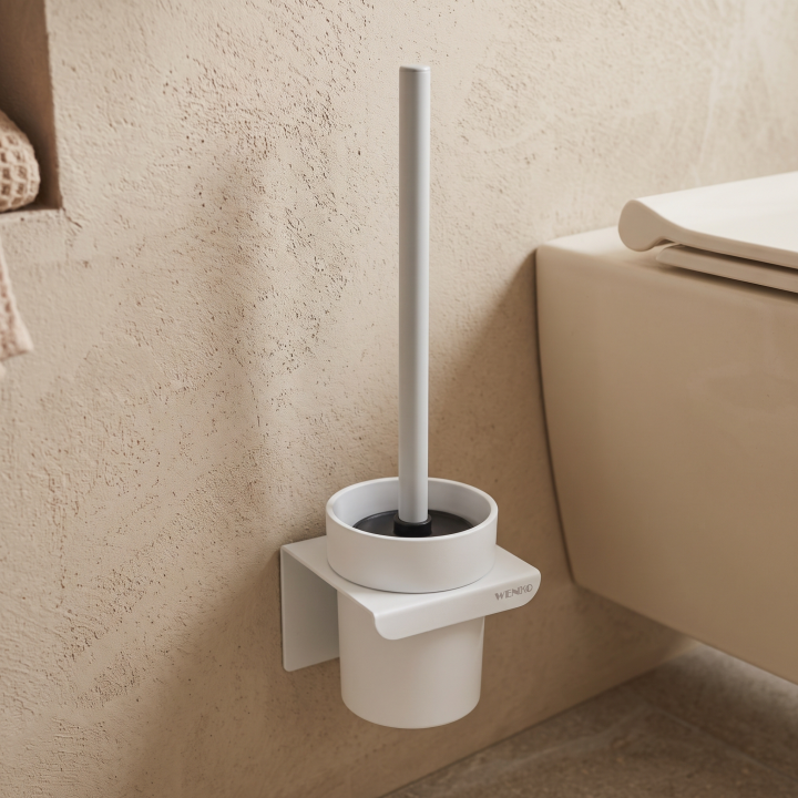 Brosse WC murale Lizan Blanc sans perçage - Wenko