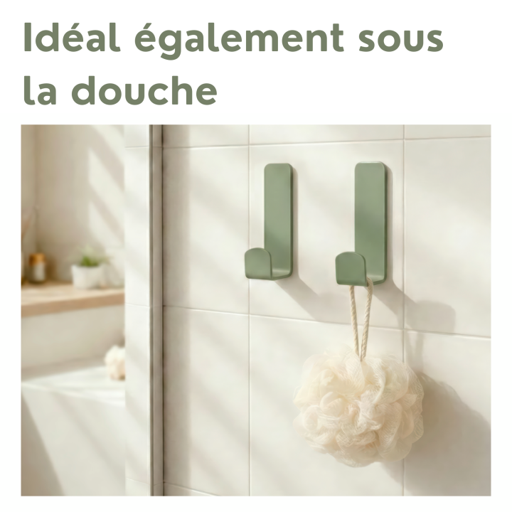 Crochet mural inox vert mat sans perçage Turbo-Loc Wenko (x2)