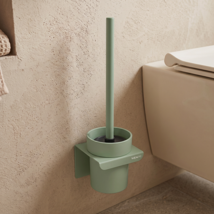Brosse WC murale Lizan Vert sans perçage - Wenko
