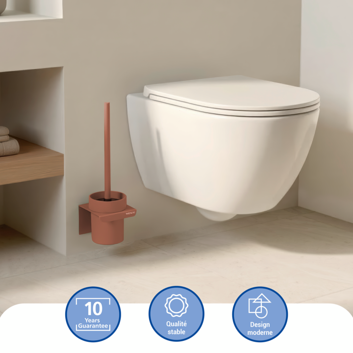 Brosse WC murale Lizan Marron sans perçage - Wenko