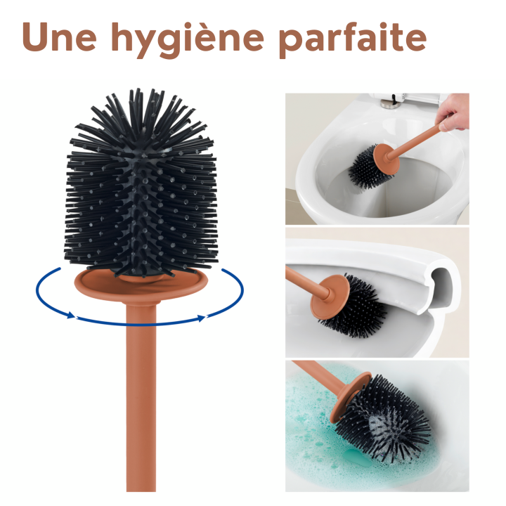 Brosse WC murale Lizan Marron sans perçage - Wenko