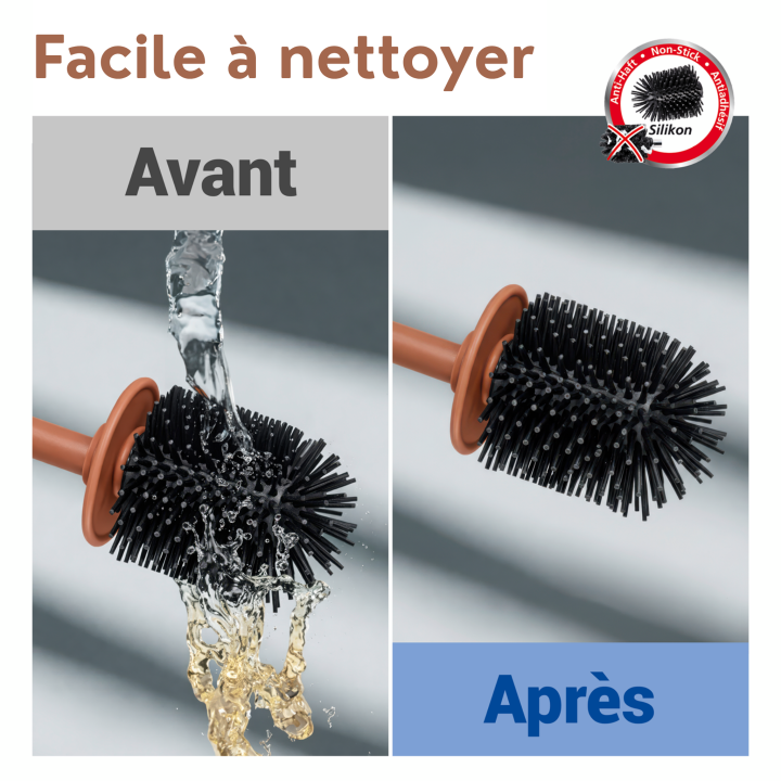 Brosse WC murale Lizan Marron sans perçage - Wenko