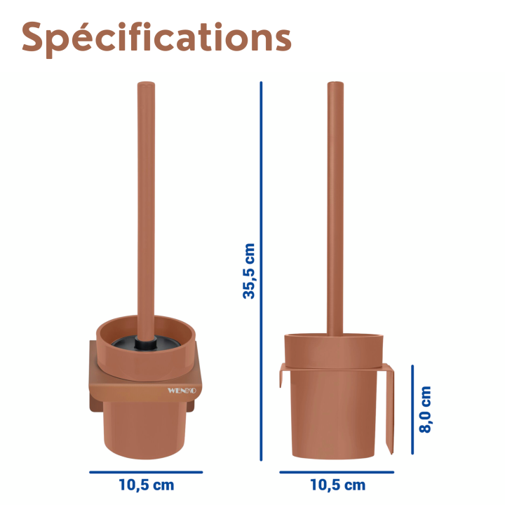 Brosse WC murale Lizan Marron sans perçage - Wenko