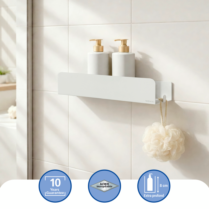 Étagère murale de Douche Adhésif Turbo-Loc Inox Blanc Mat - Lizan Wenko