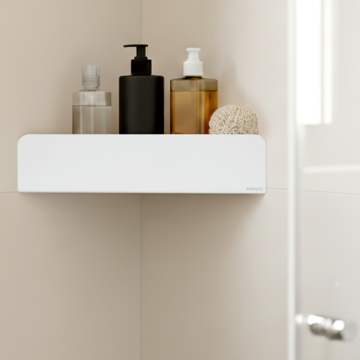 Etagere d'angle de douche sans percage inox blanc Lizan Wenko