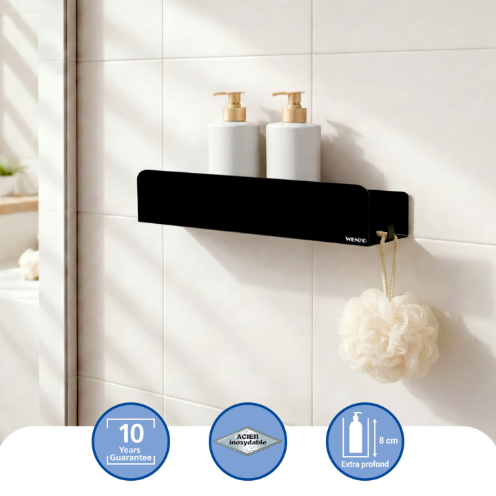 Étagère de Douche Adhésive Inox Noir Mat Lizan Wenko