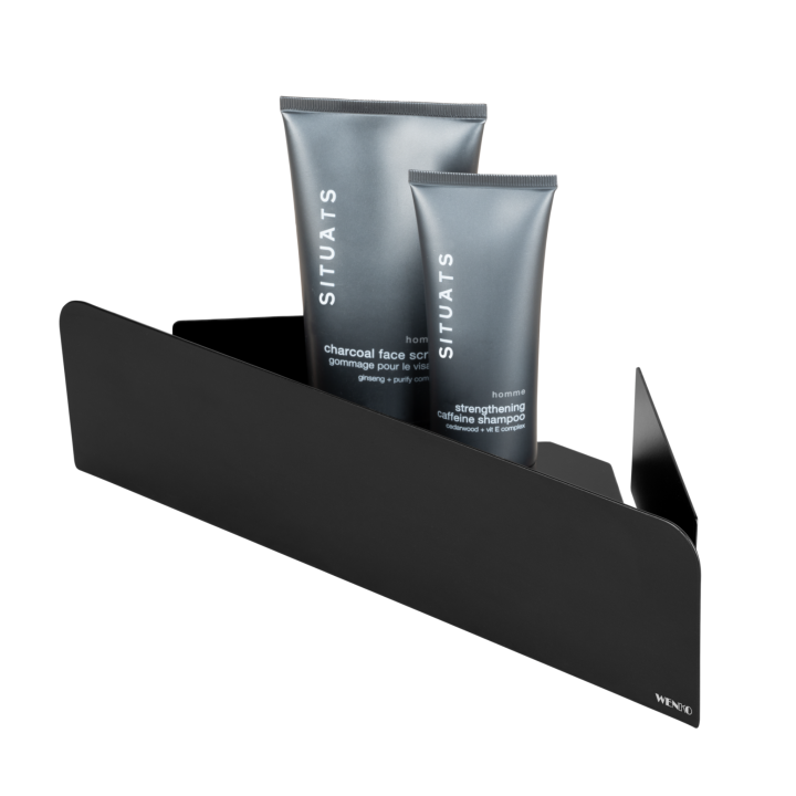 Etagere d'angle de douche sans percage inox noir Lizan Wenko
