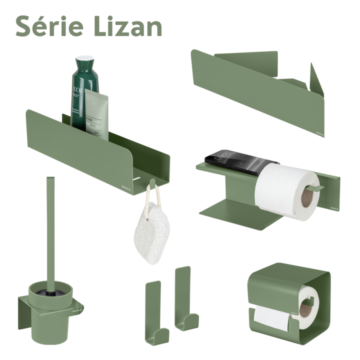 Etagere d'angle de douche sans percage inox vert Lizan Wenko