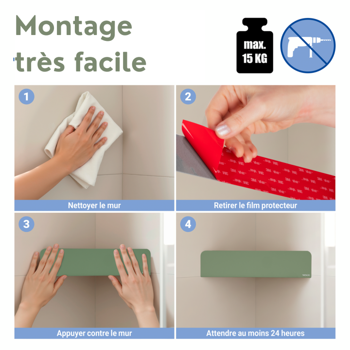 Etagere d'angle de douche sans percage inox vert Lizan Wenko