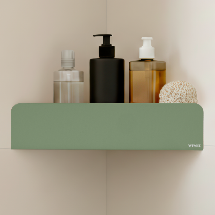 Etagere d'angle de douche sans percage inox vert Lizan Wenko