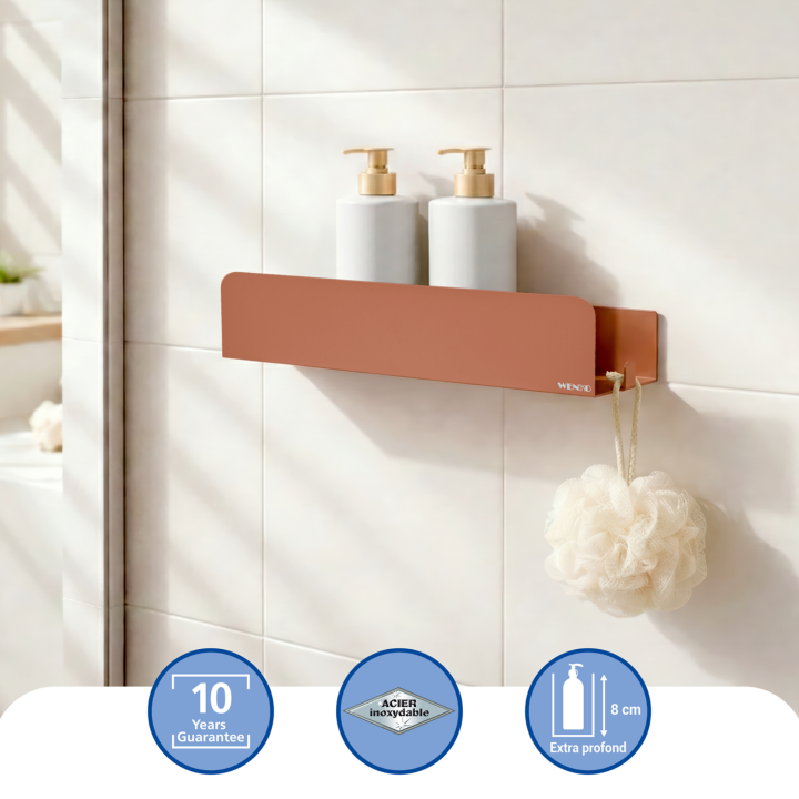 Étagère de Douche Adhésive Inox Marron Mat Lizan Wenko