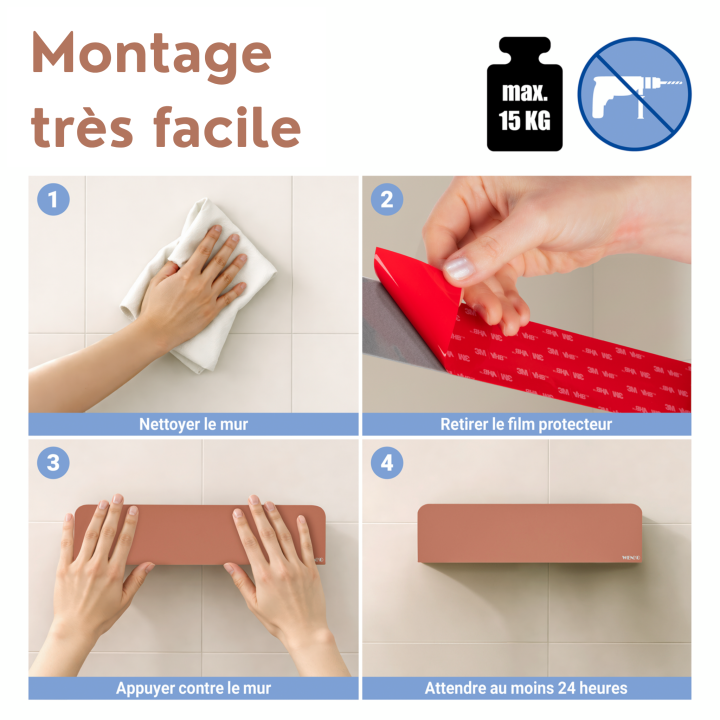 Étagère de Douche Adhésive Inox Marron Mat Lizan Wenko