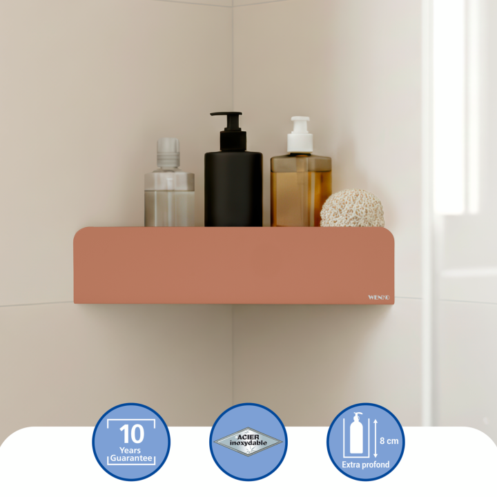 Etagere d'angle de douche sans percage inox marron Lizan Wenko