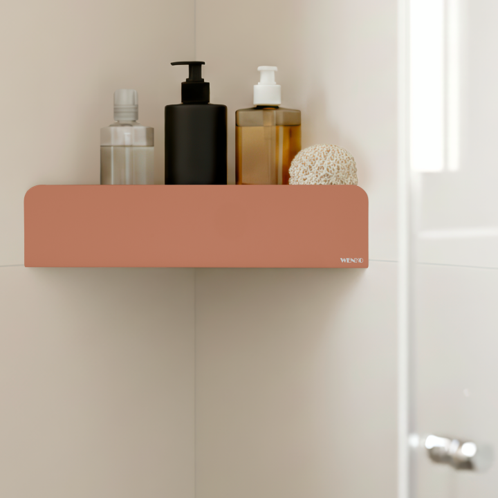 Etagere d'angle de douche sans percage inox marron Lizan Wenko