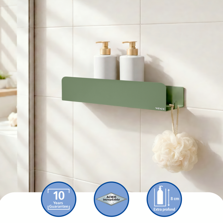 Étagère de Douche Adhésive Inox Vert Mat Lizan Wenko