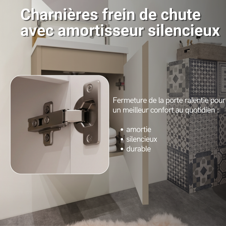 Meuble WC Lave-Mains Polo 40cm Cachemire Mat + Miroir