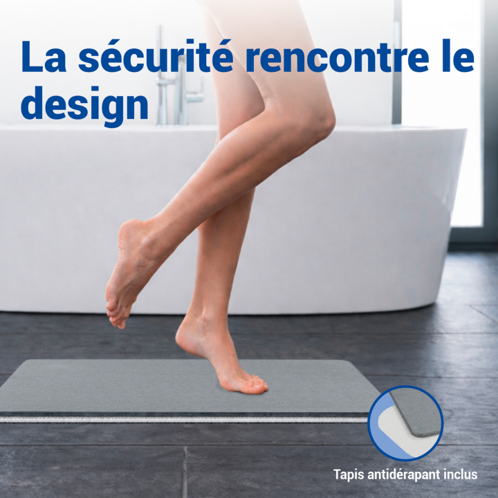 Tapis de bain diatomite Simi Gris 60x39 - Wenko