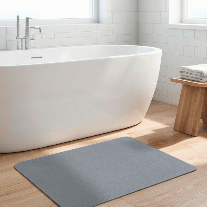 Tapis de bain diatomite Simi Gris 80x50 - Wenko