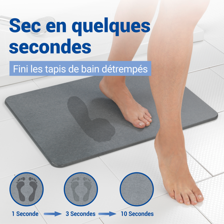 Tapis de bain diatomite Simi Gris 80x50 - Wenko