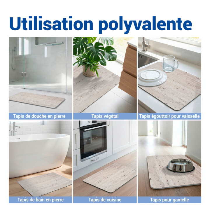 Tapis de bain diatomite Puna Pierre 60x39 - Wenko