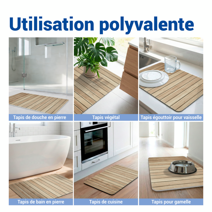 Tapis de bain diatomite Lepiana Bois 60x39 - Wenko