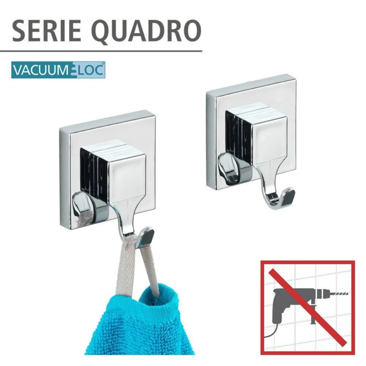 Lot de 2 crochets porte-serviette Quadro - Wenko