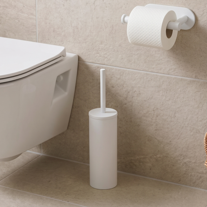 Brosse WC à Poser Orea Blanc Mat Wenko | Tête Silicone