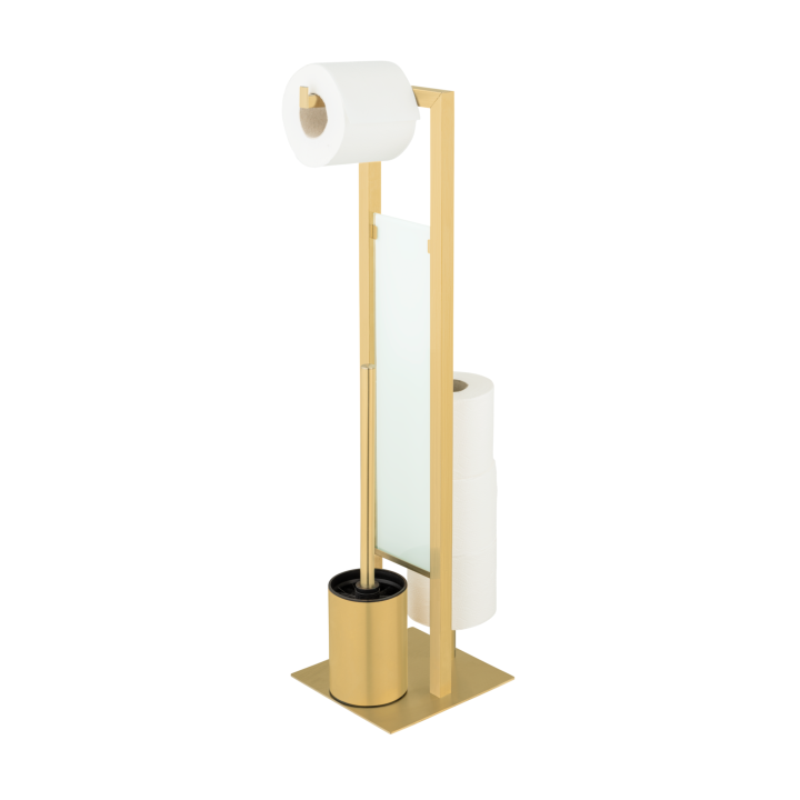 Serviteur WC sur pied inox or mat et verre blanc Rivalta | PlaneteBain