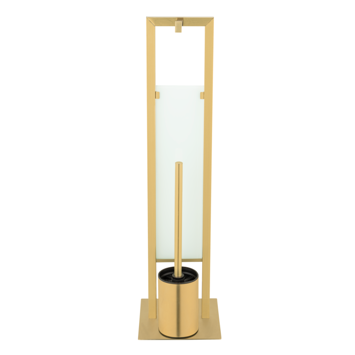 Serviteur WC sur pied inox or mat et verre blanc Rivalta | PlaneteBain