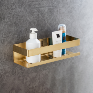Étagère murale de douche 30 cm sans perçage Inox doré brossé Genova Wenko