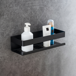 Étagère murale de douche 30 cm sans perçage Inox noir mat Genova Wenko