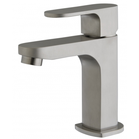 Mitigeur lavabo effet inox avec bonde H 14.6 cm - Nolen