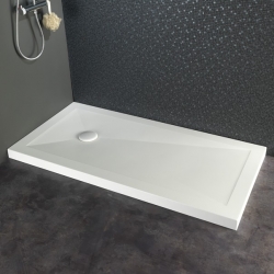 Receveur de douche 80x160 cm blanc à poser en solid surface - Miami