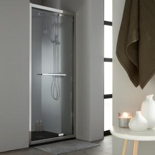 Porte de douche pivotante 100x195 cm inox chromé verre de sécurité 10 mm anticalcaire réversible