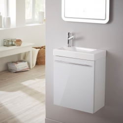 Meuble lave-mains design blanc laqué pour WC