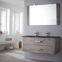 Ensemble meuble de salle de bain 120 cm Curve couleur chêne grisé