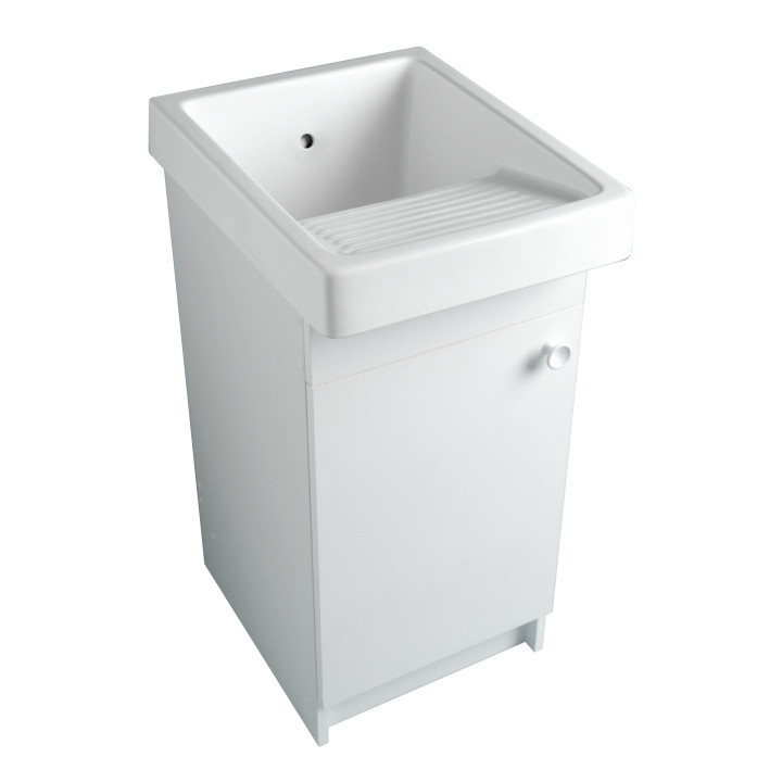 Meuble rangement blanc pour bac à laver - Compact et pratique  