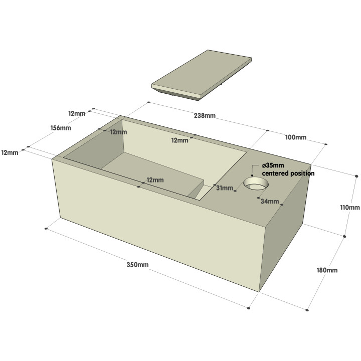 Vente Lave Mains Solid Surface 35x18 cm - Planetebain