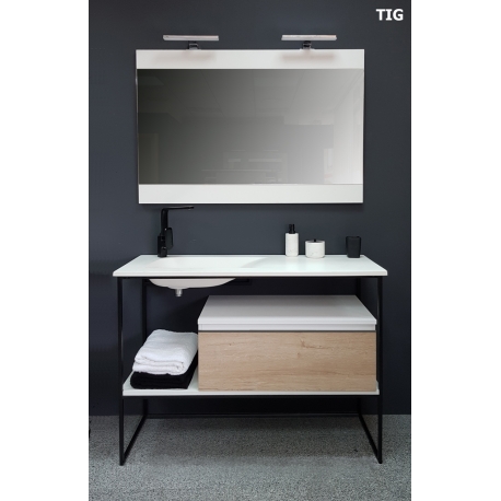 MEUBLE DE SALLE DE BAIN METAL ET BOIS TIG 120 CM