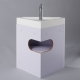 Lave-mains d'angle avec meuble complet couleur chêne avec mitigeur eau chaude/eau froide