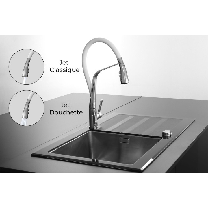 Mitigeur de Cuisine Chromé avec Douchette - Planetebain